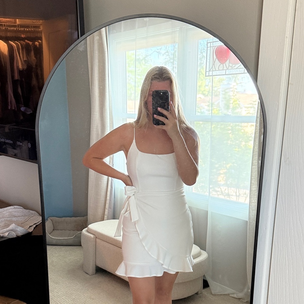 Lucy in the Sky White Ruffle Mini Dress